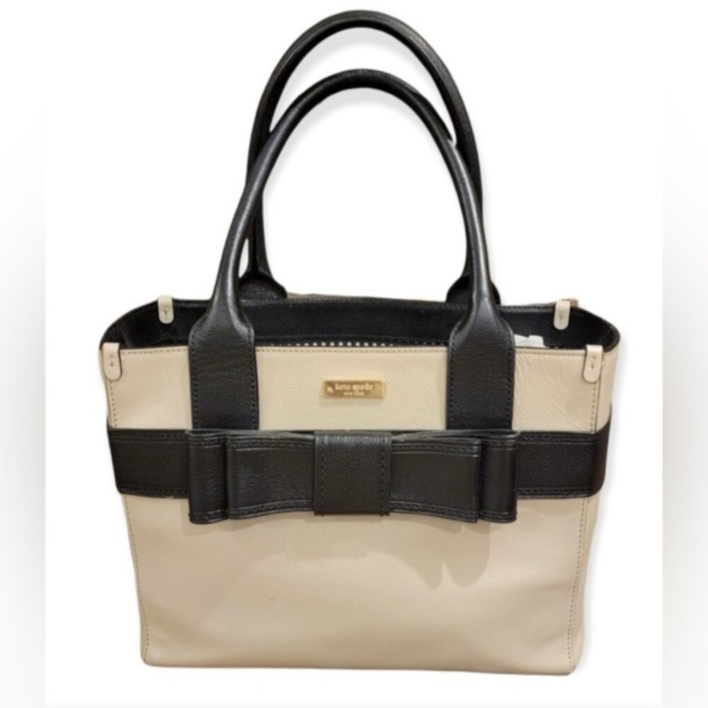 Kate Spade Quinn Villabella Avenue Doe Black Leather Tote Handbag